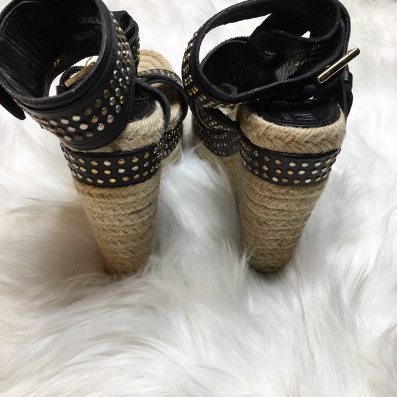 Alexander McQueen Black Stuffed Wedge Sandals 37 - Picture 7 of 8